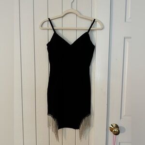 Sexy Crystal Fringe Bodycon Dress (Size S)